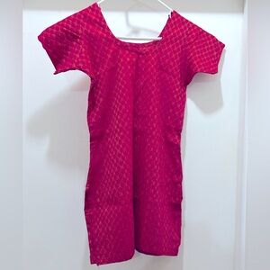 Cute Indian Kurta top with yellow and green ikat style pattern